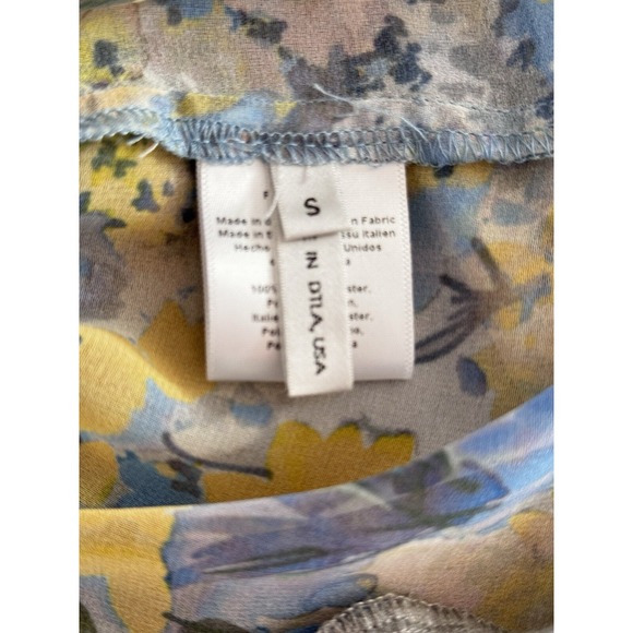 Anthropologie Future Vintage Blue Watercolor Blouse Women's Sz S Sheer Artist - Picture 8 of 11